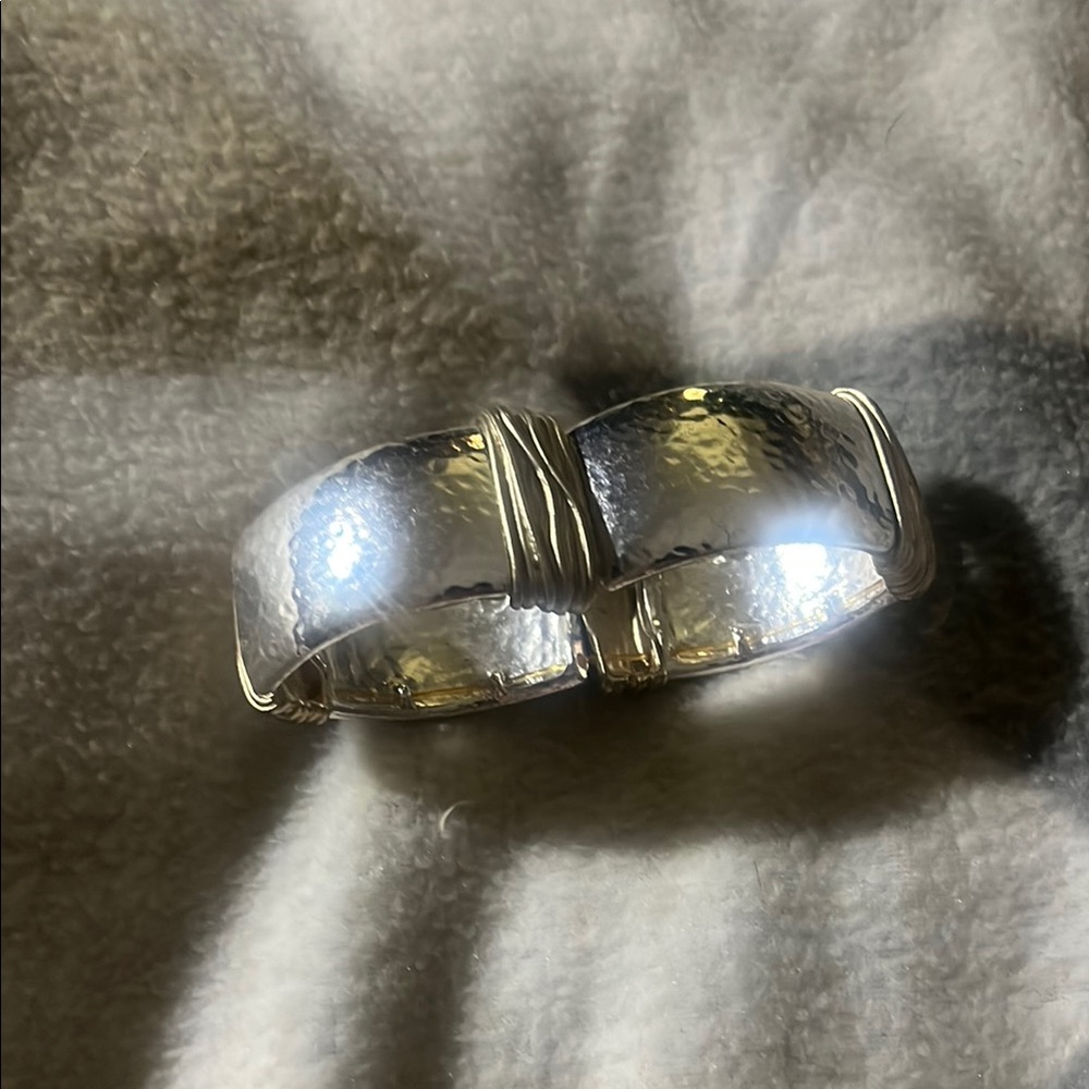 Silver Minimalist. Bracelet with gold accents